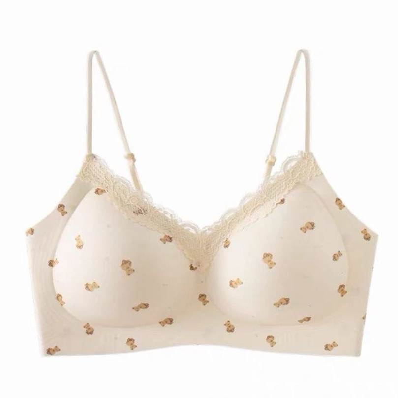 Pakaian Dalam Tanpa Jahitan Lace Sweet First Love, Penyangga Payudara Samping, Anti Kendur, Bra Tanp