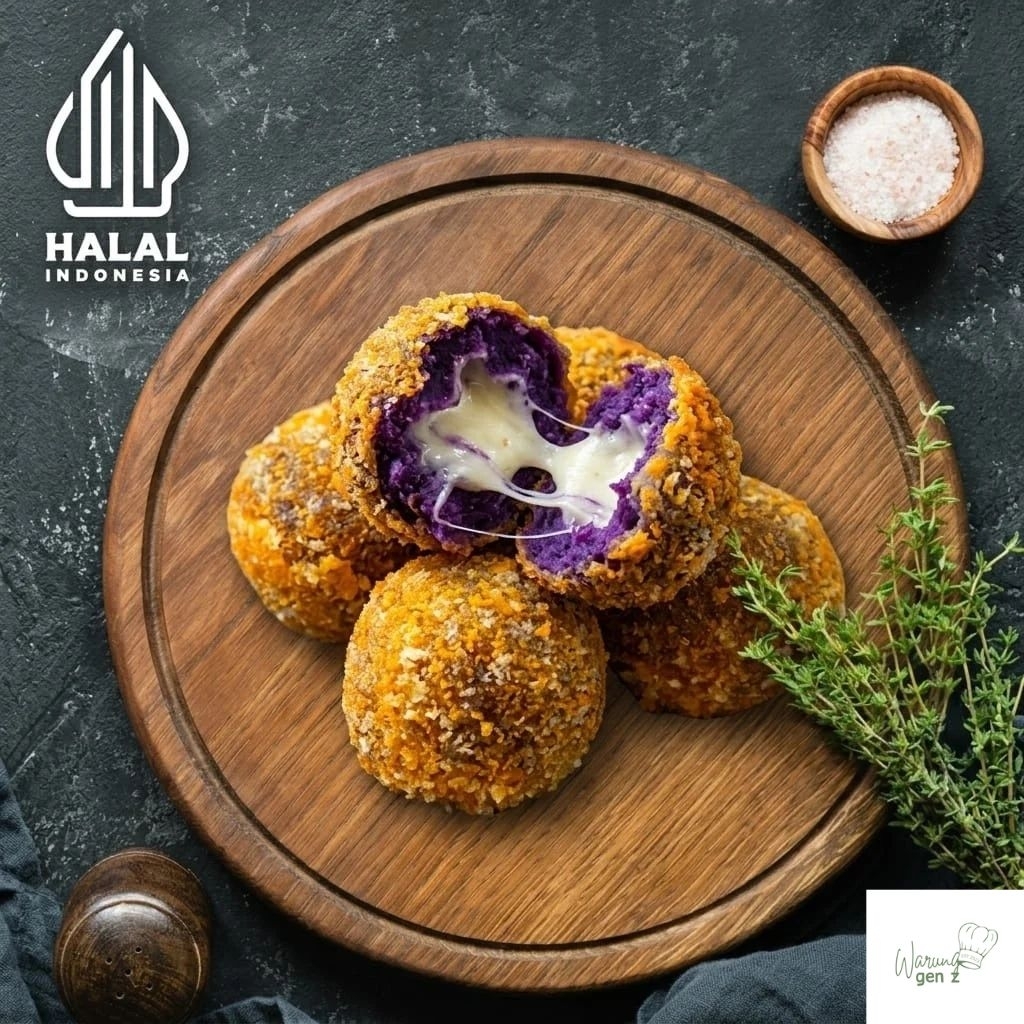 FROZEN BOLA UBI UNGU CRISPY CHEESE ISI 8