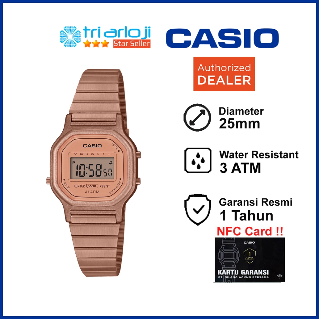 CASIO LA-11WR-5ADF Jam Tangan Wanita Digital Vintage Rosegold LA-11WR-5A LA 11WR 5ADF LA11WR