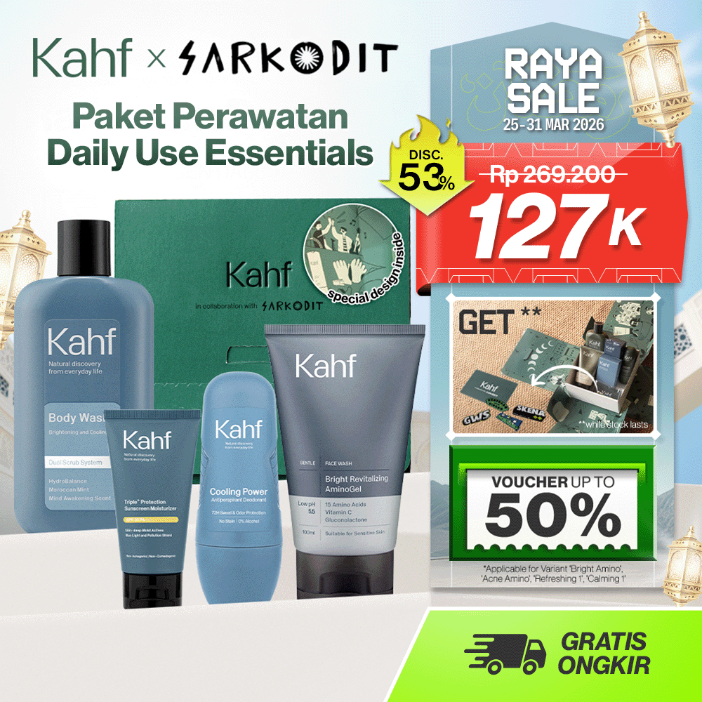 [SPECIAL RAMADHAN SKIN CONCERN PACKAGE] KAHF x SARKODIT PAKET PERAWATAN DAILY USE ESSENTIALS BUNDLE 