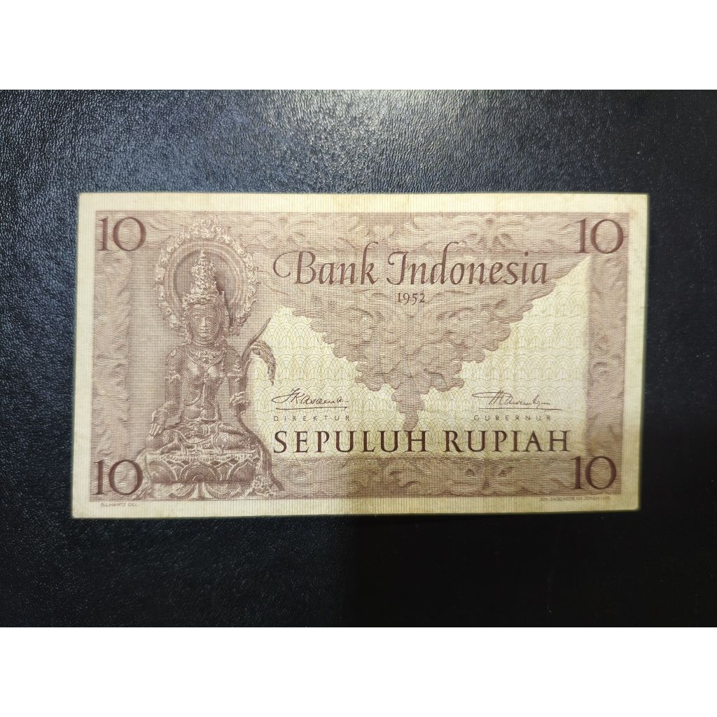 Uang kertas kuno 10 rupiah seri budaya tahun 1952