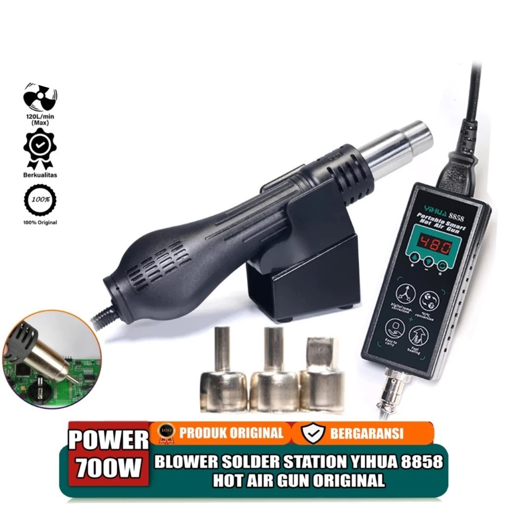 Yihua 8858 Blower Solder Uap Hot Air Gun Station BGA Protebel Original