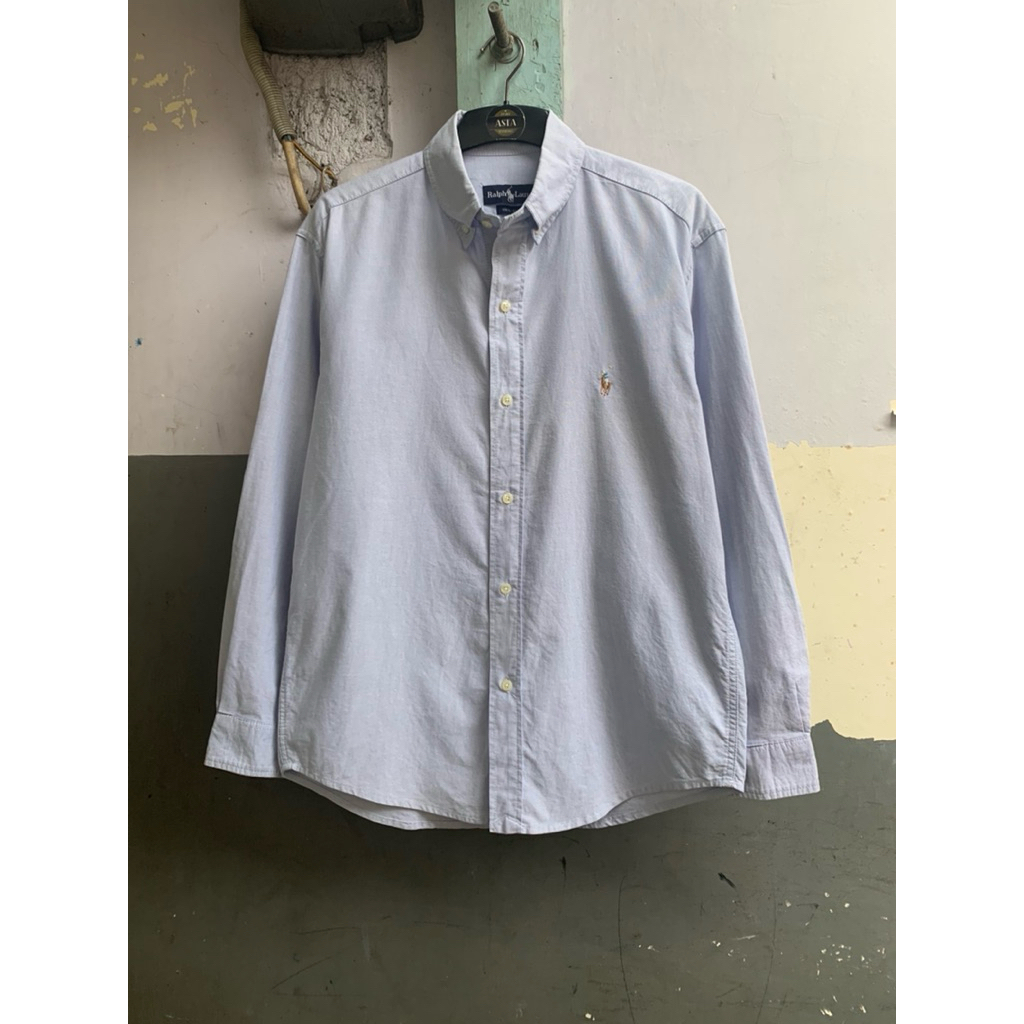 kemeja Ralph Lauren pria polos lengan panjang preloved