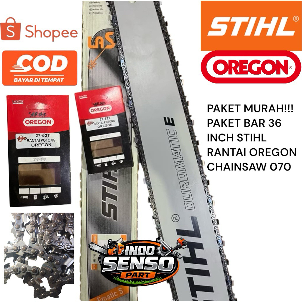 TERMURAH / Paket Guide Bar Senso 070 STIHL + Rantai Potong Senso 36 Inch OREGON