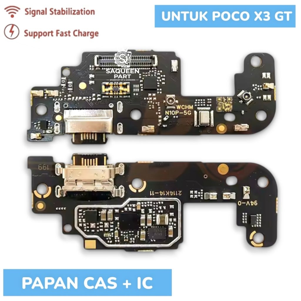 Flexible Konektor Charger + Mic Poco X3 GT Original Full Komponen IC Board Charger Konektor Cas