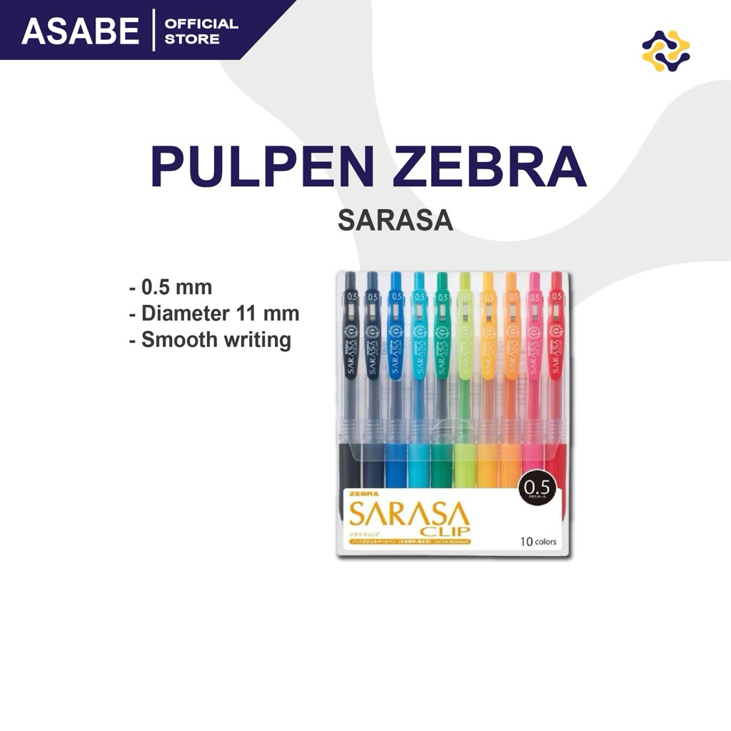Pulpen Zebra Sarasa Clip 10 Colors | Gel Pen Zebra Sarasa Set 10 Warna | Pulpen Zebra Warna Lengkap