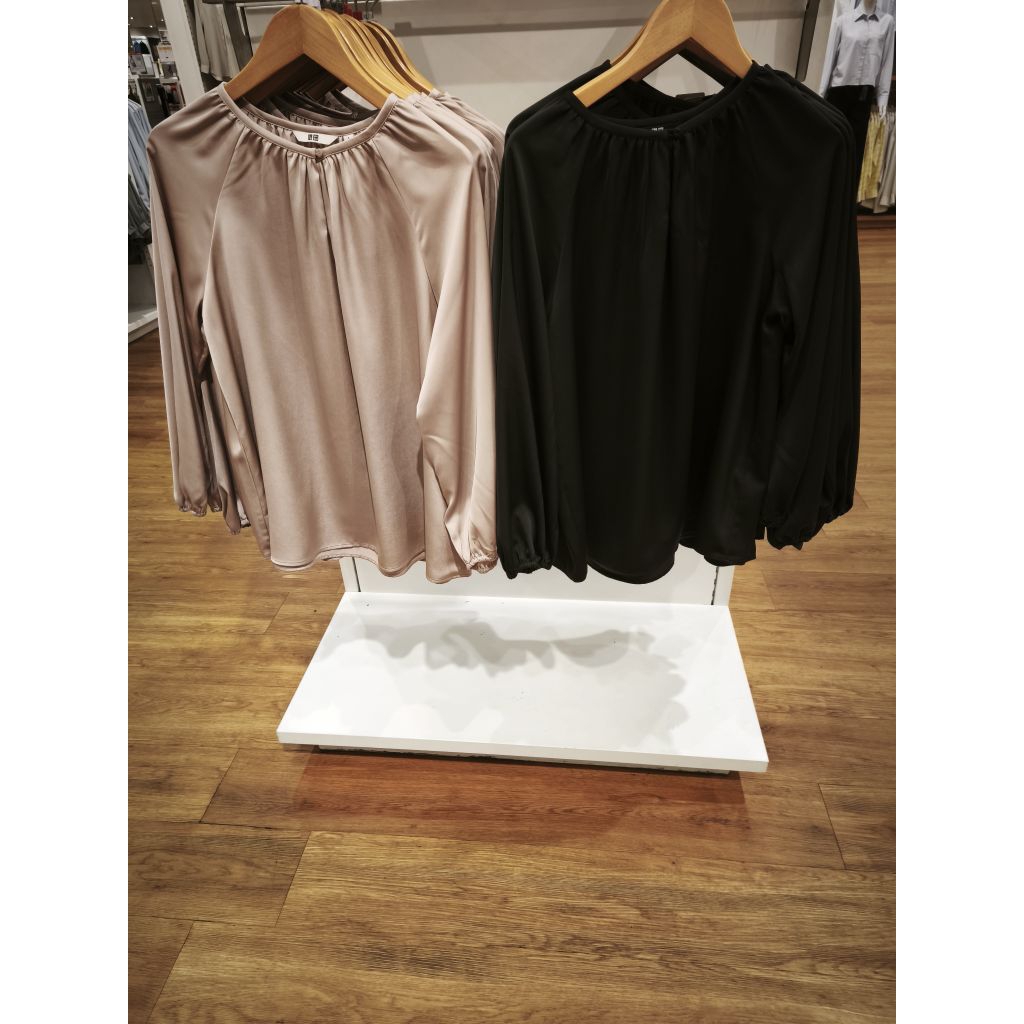 SALE UNIQLO BLUS GATHERED LENGAN PANJANG WANITA JASTIP jasa titip