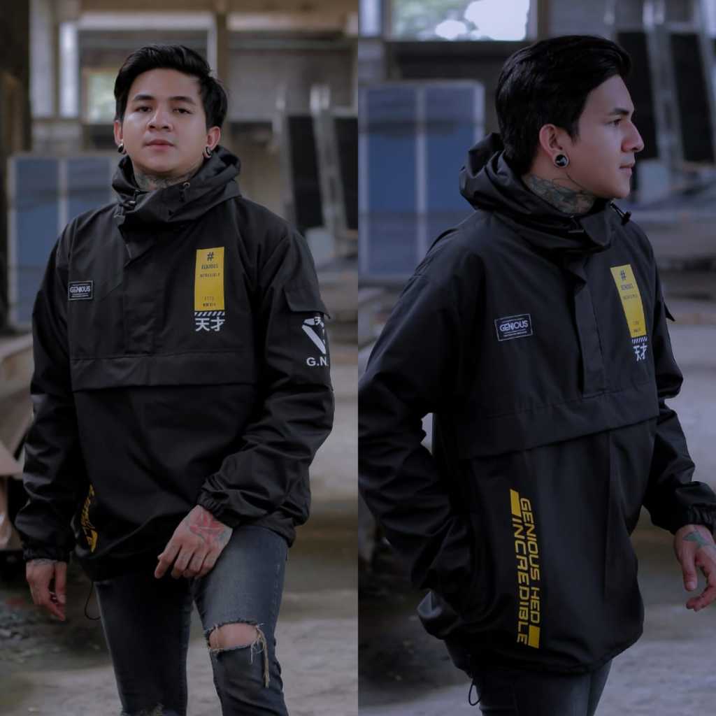Genious Jaket Coach Pria Naga Hitam Original Jaket Waterproof