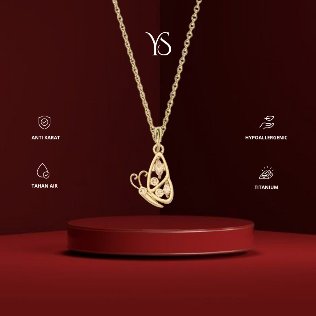 YS - Butterfly Semicolon Necklace KALUNG Titanium Anti Karat