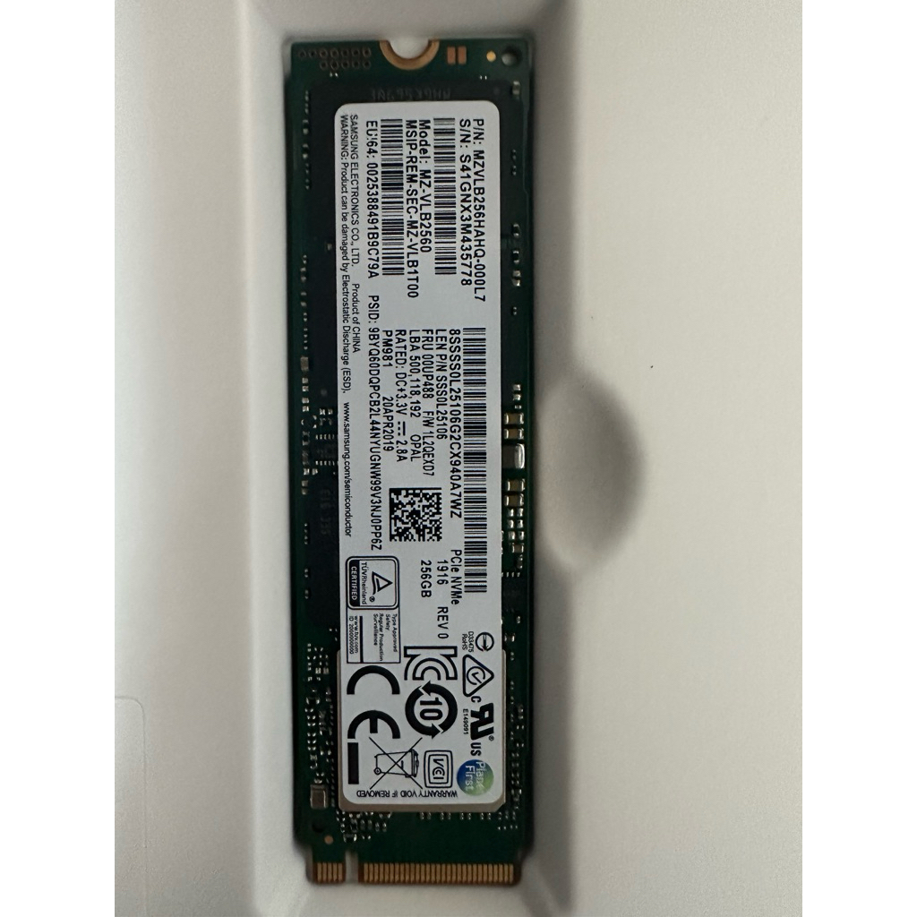 SSD 256GB NVME M.2 bekas copot on laptop thinkpad