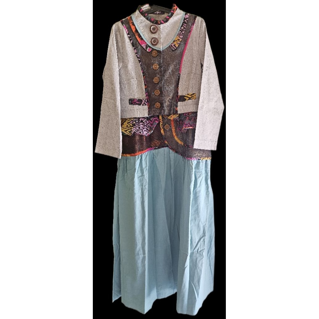 Gamis Batik Kombinasi Etnik TUNEECA Preloved