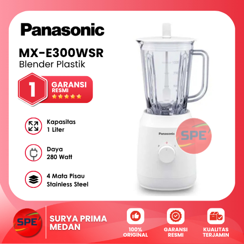 BLENDER PLASTIK PANASONIC KAPASITAS 1 LITER MX-E300WSR / MXE300WSR GARANSI RESMI (MEDAN)