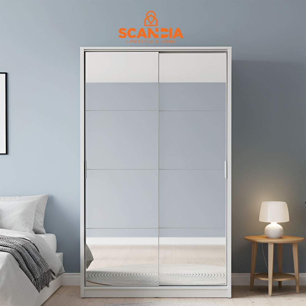 SCANDIA Perrie Wardrobe Sliding 120x60x200 - Lemari Lemari Modern Lemari Besar Minimalis Terorganisi