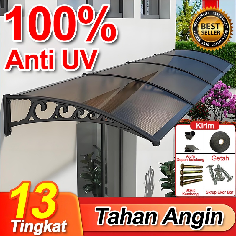 Canopy Kanopi Atap 60*100cm / 100*150cm Polycarbonate Transparan Kuat Tidak Mudah Pecah Dekorasi Ter