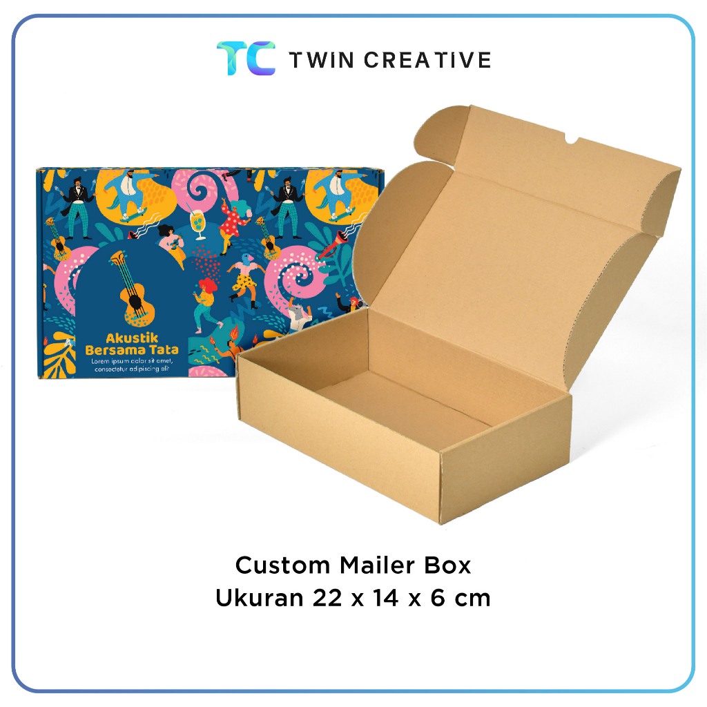 Custom Box Kardus / Kotak Hampers / Dus Hadiah - Mailer Box Full Print Uk 22x14x6 cm