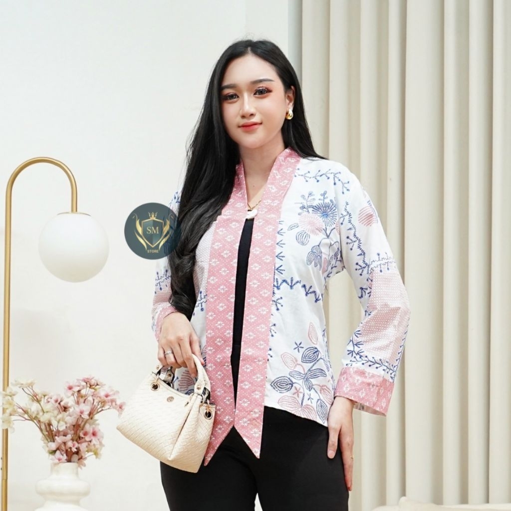 Baju Atasan Wanita Terbaru Moderen Etnik Blouse Outer LD 120 Jumbo Atasan Baju Kerja Wanita Kekinian