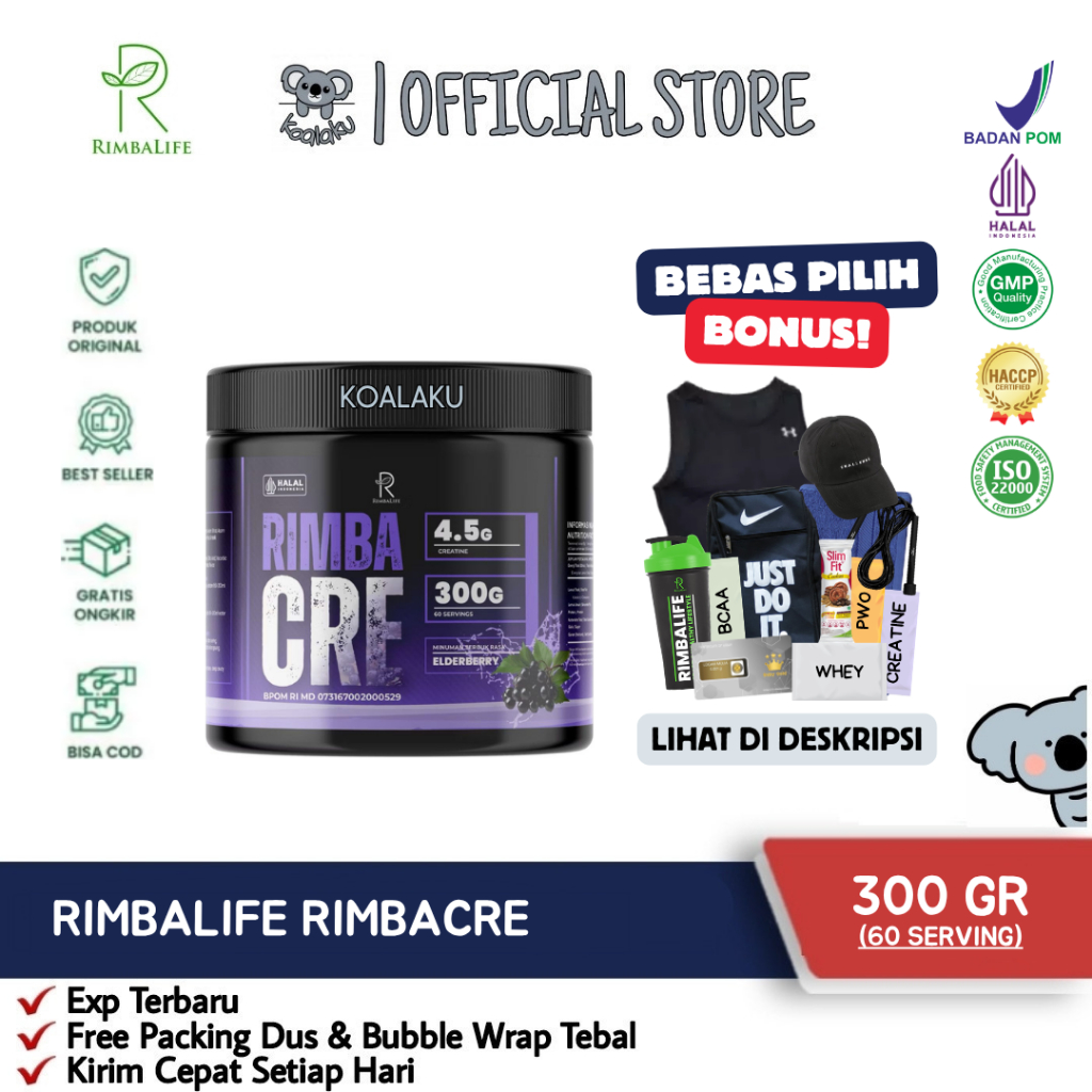 Rimbalife Rimbacre 300 gram Rimba Creatine Mini 150g Creatin Monohydrate Kreatin Suplemen Gym Fitnes