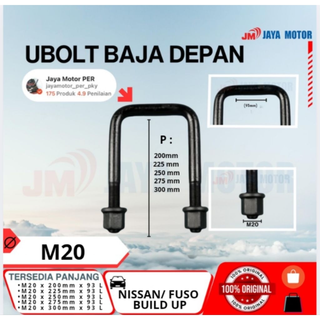 U-Bolt Baja/ Pengikat PER/ Kewel M20 Type L (NISSAN, FUSO BUILD UP)