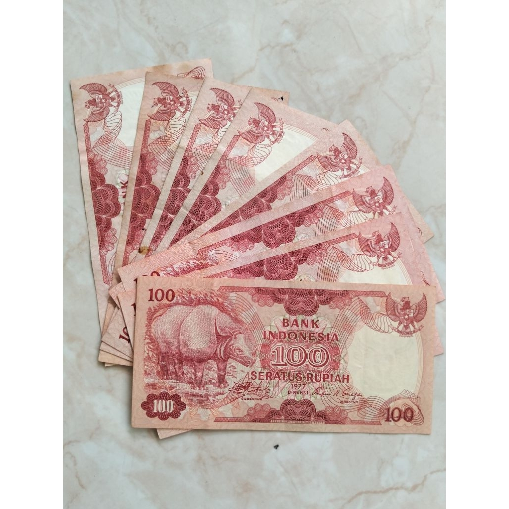 Uang Kuno rp100 atau 100 badak thn 1977