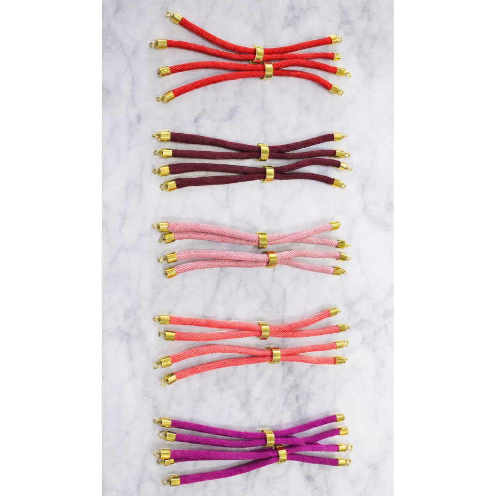 Aineed | Gelang serut hongkong - Gelang Tali - Gelang Aneka Warna Merah - Charm Berwarna Emas