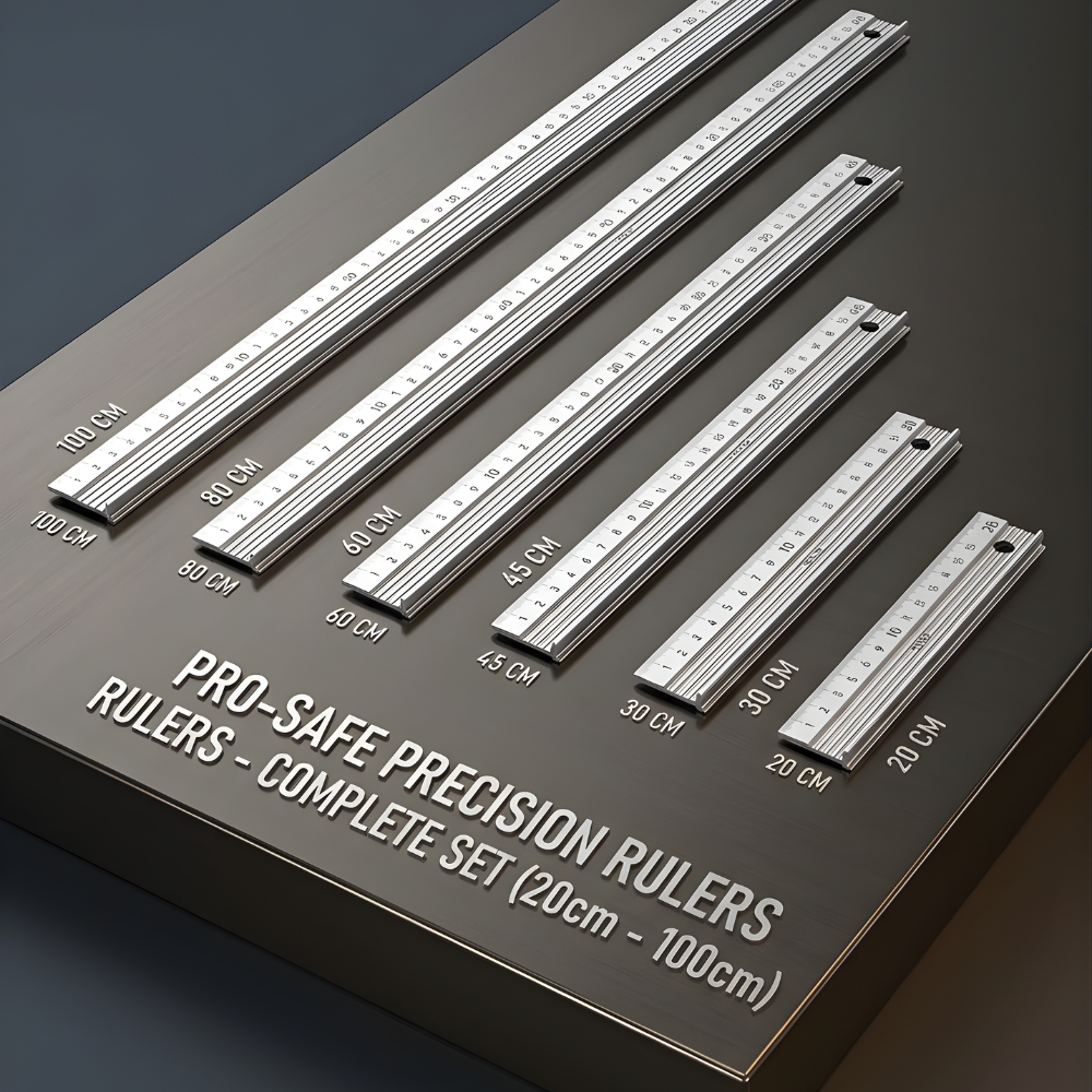 Safety Ruller Aluminium High Precision - Set Penggaris Keamanan Arsitek & Crafting 20CM-100CM