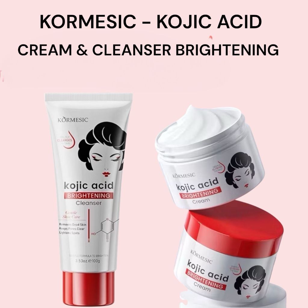 Kormesic Kojic Acid Brightening Cleanser 100g/Pembersih Wajah Dan Kojic Acid Brightening Cream 140g/