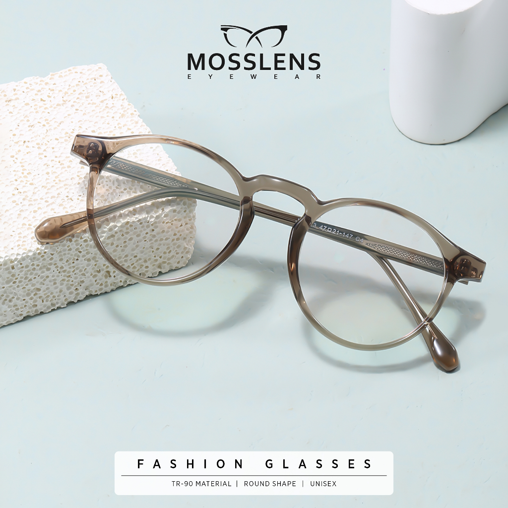 Mosslens Kacamata Photocromic Minus Anti Radiasi Blueray Frame Bulat TR90 Style Pria Wanita 8023