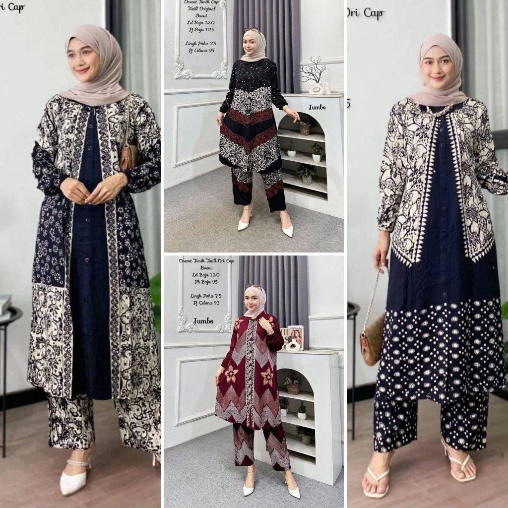 One set long cewek moderen baju wanita batik cap malaman setelan baju wanitacewek moderen baju wanit