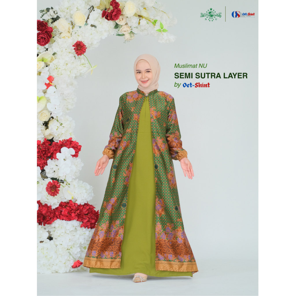 Gamis Muslimat NU Layer Semi Sutra Premium