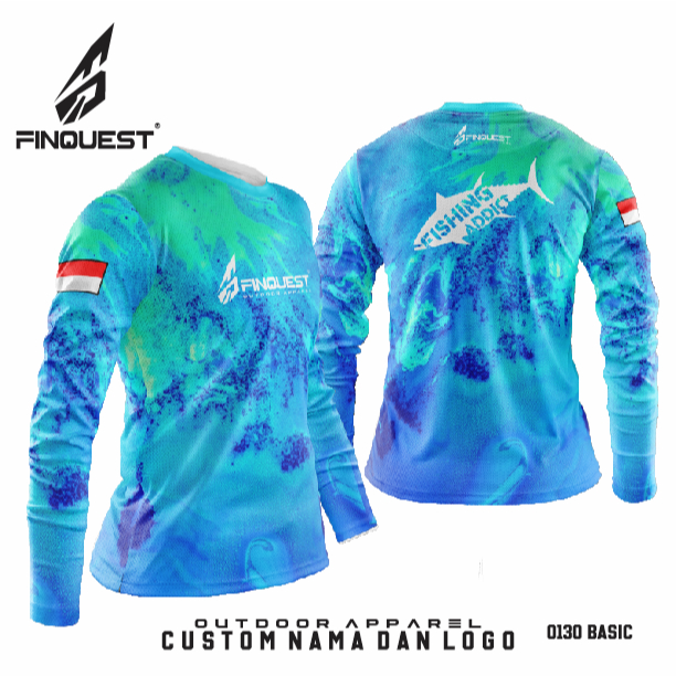 FINQUEST jersey mancing blue abstrak bahan milano dryfit bia custom nama