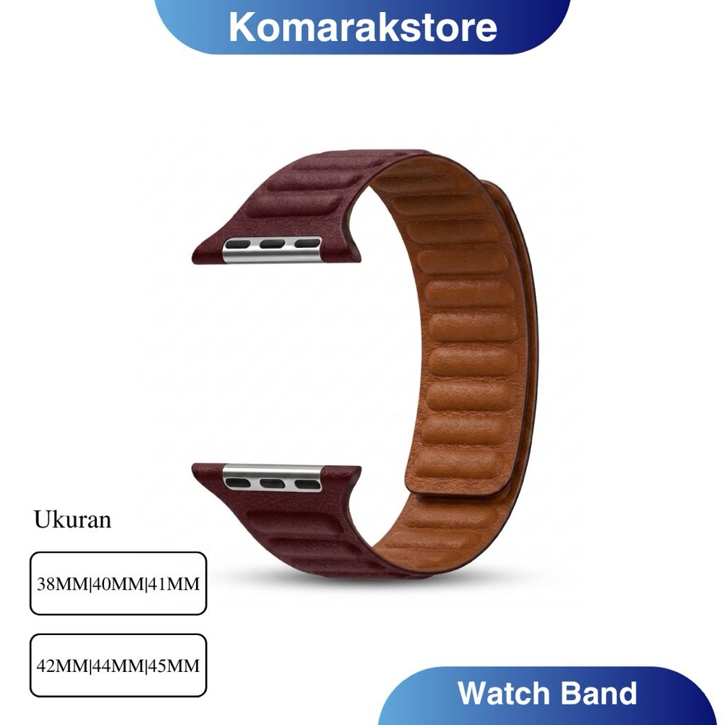 Strap Leather Magnetic For Apple Watch Maroon Komarakstore