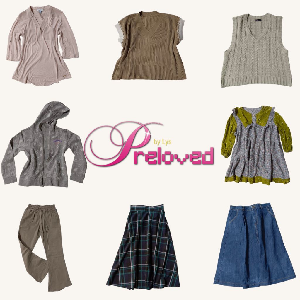 PRELOVED baju kaos cottagecore jaket knitted vest rok vintage celana