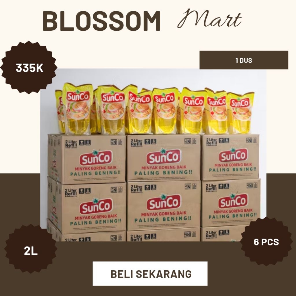 Sunco Minyak Goreng Refill 2L, dus 6pcs Sunco Minyak Goreng Refill 2L grosir