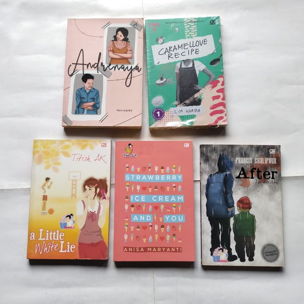 Buku Novel, ANDRENAYA, CARAMELLOVE RECIPE,  A LITTLE White LIE, STRAWBERRY ICE CREAM AND YOU, AFTER,