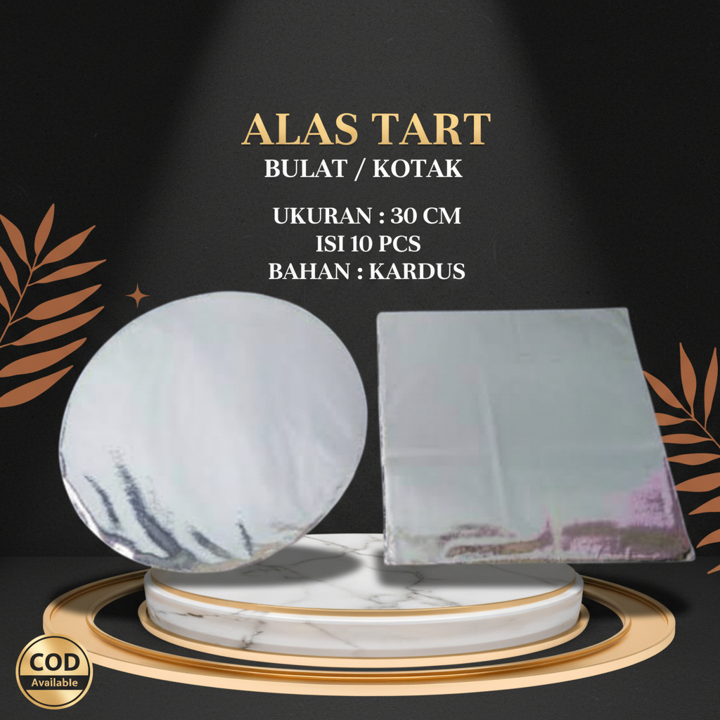 (10 Pcs) Alas Tart Kardus Bulat / Kotak 30cm | Alas Kue / Tatakan Kue Tart