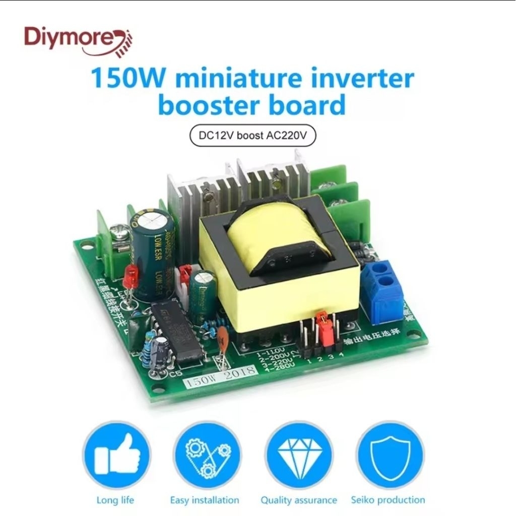 Inverter DC-AC Boost 12V ke 220V AC Modul Catu Daya Step-Up Konverter Balik Modul Booster Regulator 