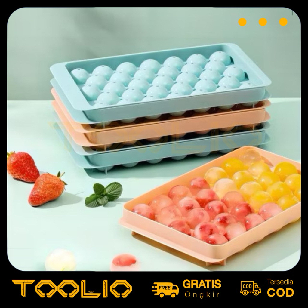 (Kecil) Cetakan Es Batu Kecil 33 Grid Cetakan Jelly Plastik Bulat-Bulat Freezer Ice Cube