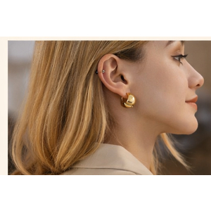 ANTI KARAT Anting Titanium Emas Bulat Tebal Airdrop Hoop Earrings Anting Stainless Model Hoop Tebal 