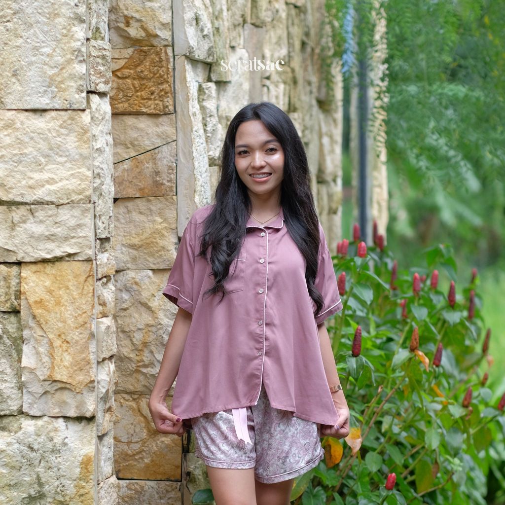 Reverse Pink Paisley Short Pajama Set