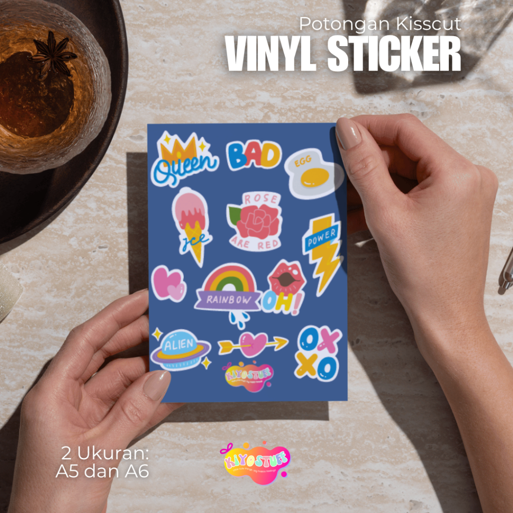 KiyoStuff Sticker Pack A5 – Cute Aesthetic Korean Style | Vinyl Waterproof Sticker | Scrapbook, Jour