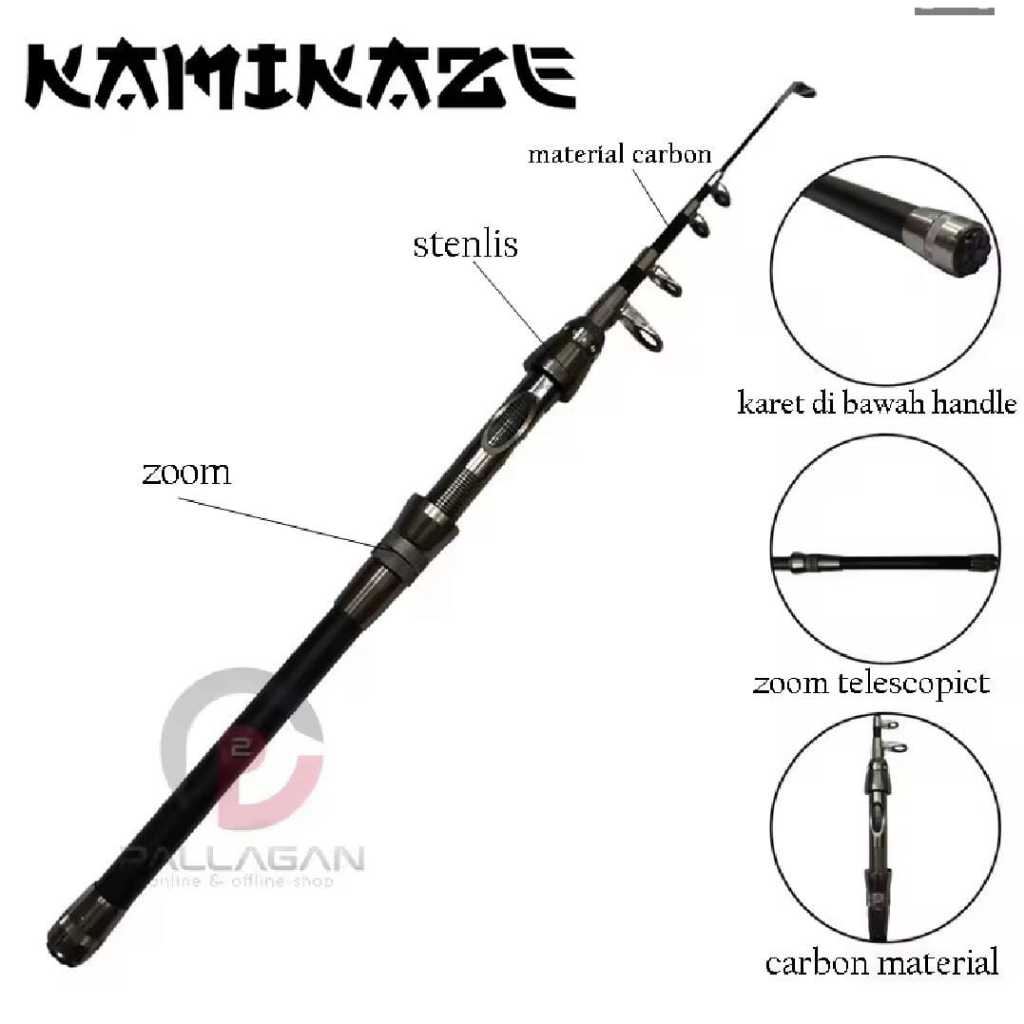 Joran Pancing Antena Kamikaze CHRIS 210 Zoom Carbon Murah