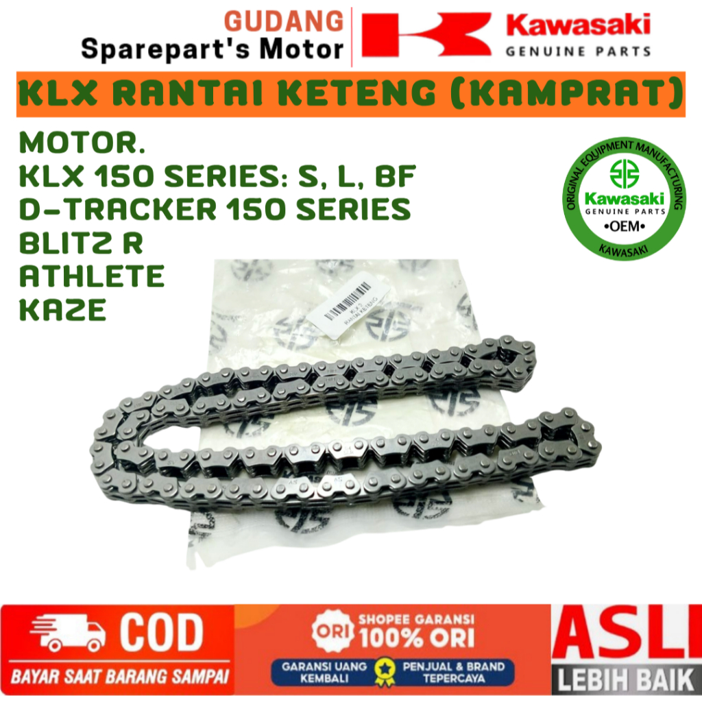 RANTAI KETENG RANTAI KAMPRAT ASLI KAWASAKI KLX 150 ALL SERIES,BLITZ R,BLITZ JOY,ATHELE EDGE