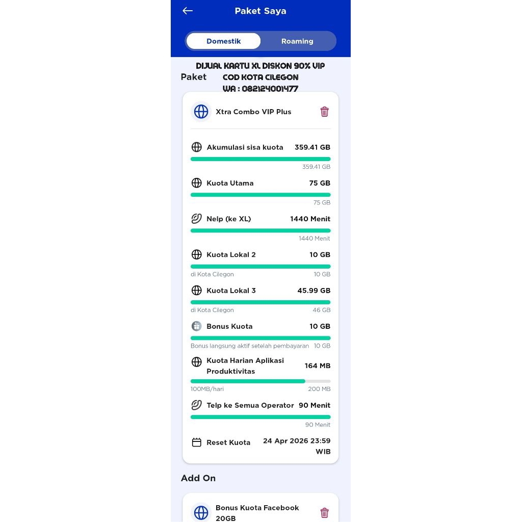 XL XTRA COMBO VIP DISKON 90%