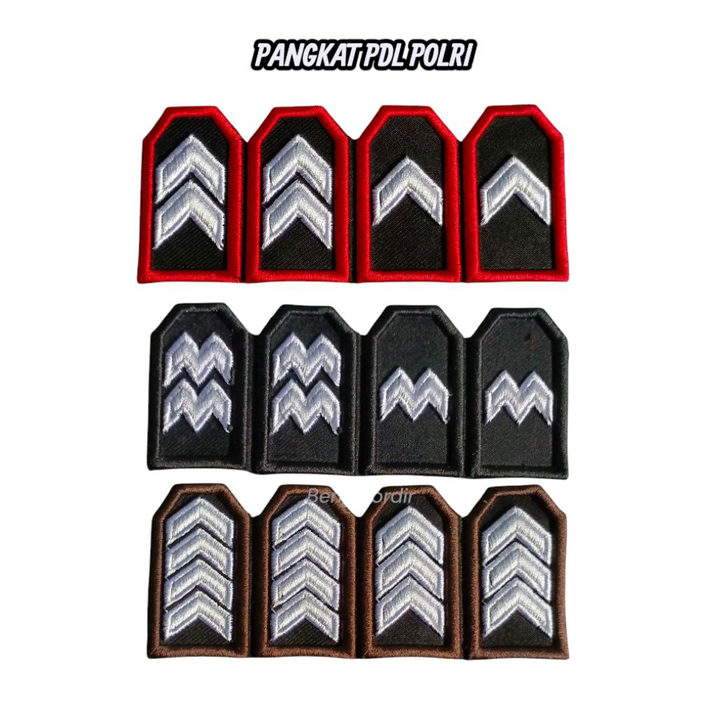 Pangkat PDL Polri Polisi Aipda Aiptu Bripda Briptu Brigadir Bripka Bordir Timbul