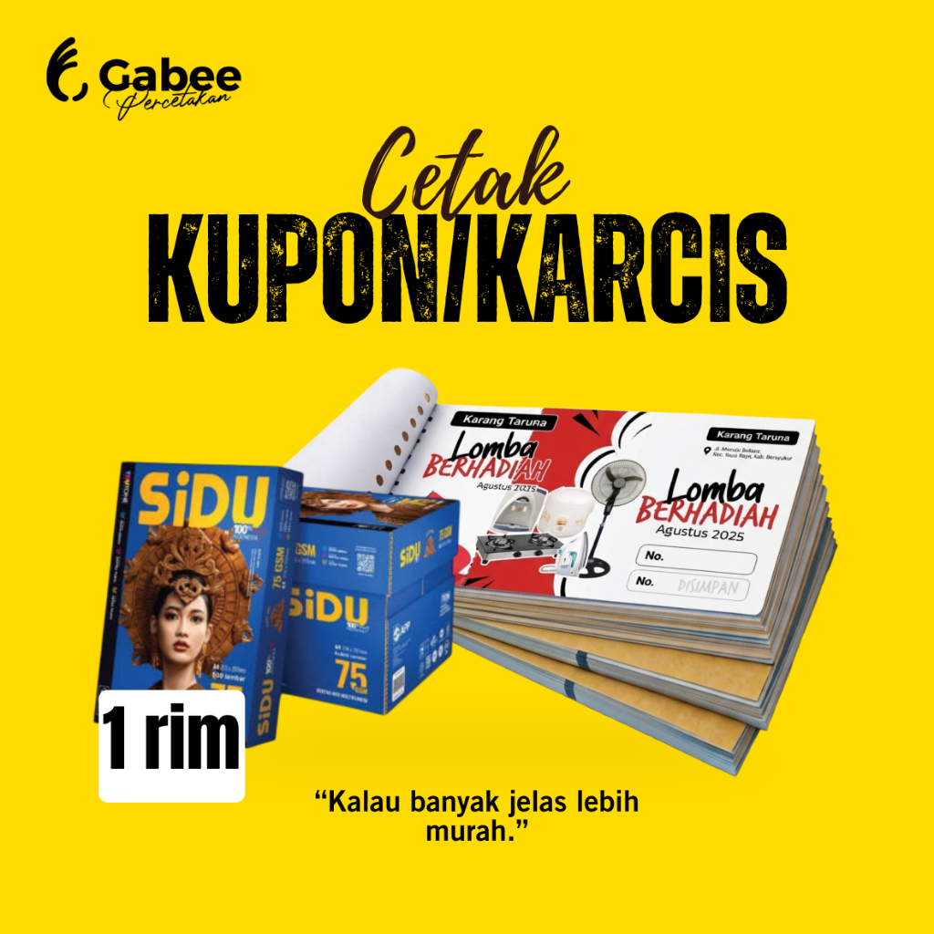 Cetak Kupon/Karcis/Tiket 1 Rim/Per rim