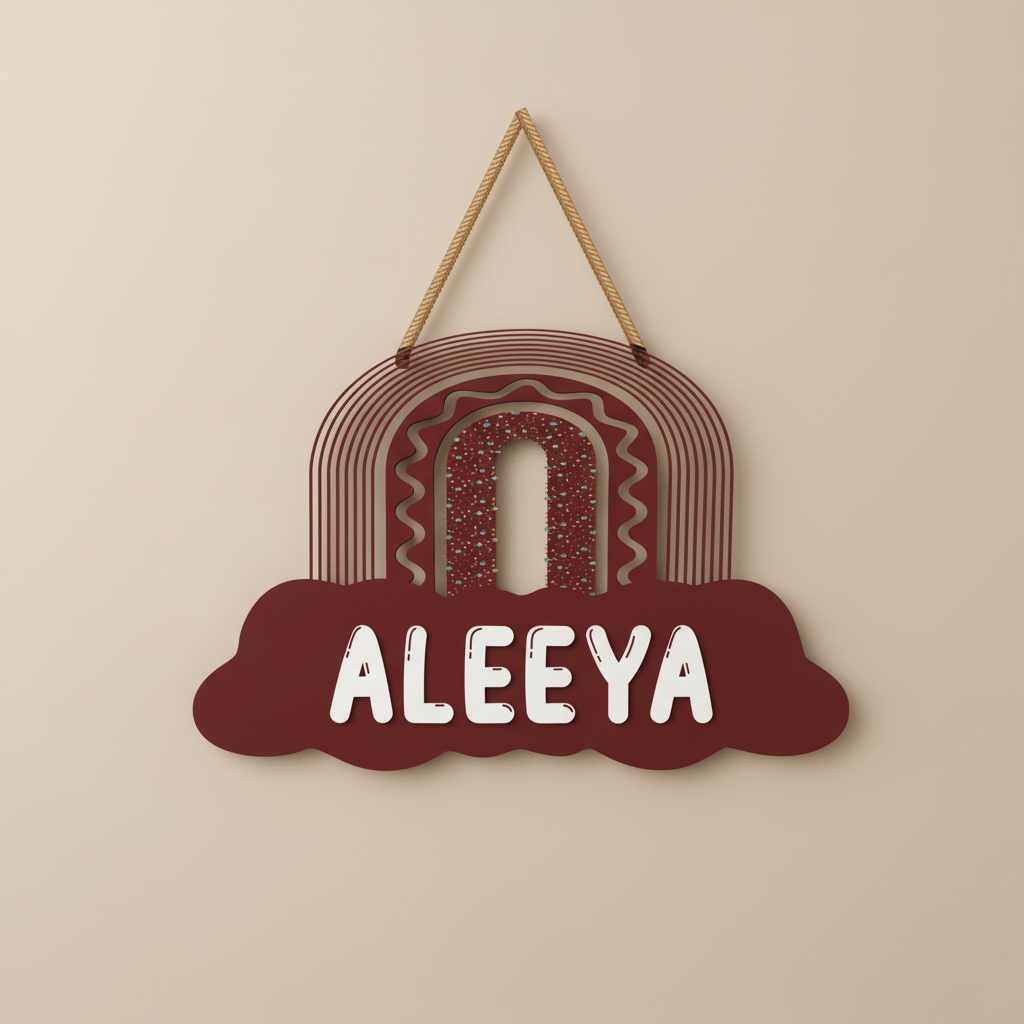 Walldecor Custom Nama Bahan MDF Hiasan Dinding Pelangi Dekorasi Kamar Bayi Aesthetic Pajangan Dindin