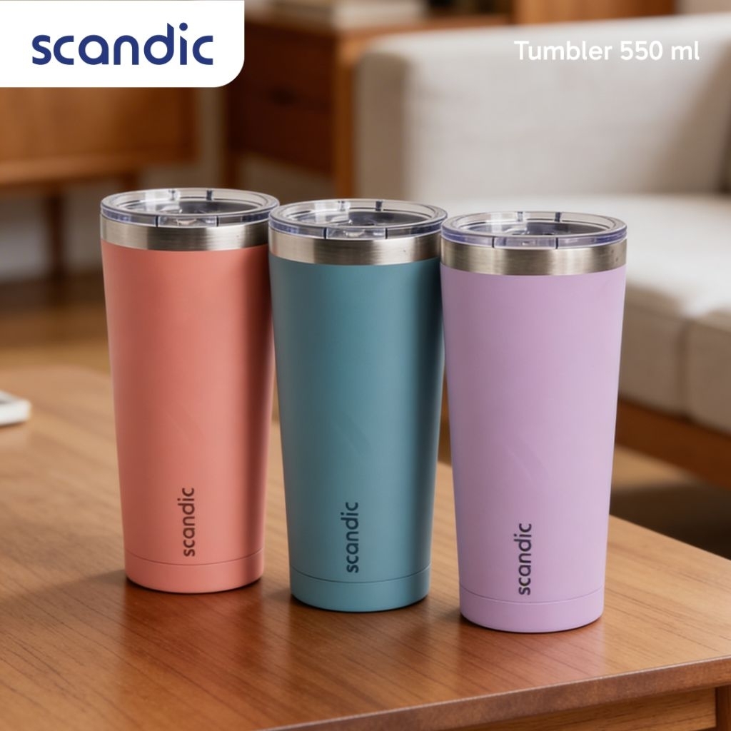 SCANDIC - Solid Tumbler Stainless 550 ml - Tumbler Tahan Panas & Dingin, Tutup EasySip Anti Tumpah