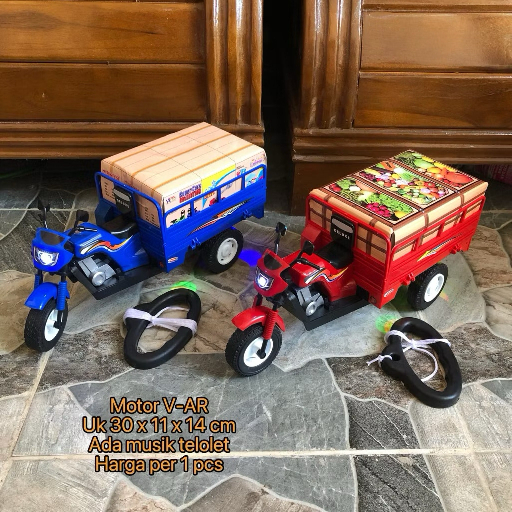 PGTOYS Mainan Anak Motor Viar Roda 3 Lampu Musik Plastik Anak 3+ 30x11x14cm Biru Hitam Merah