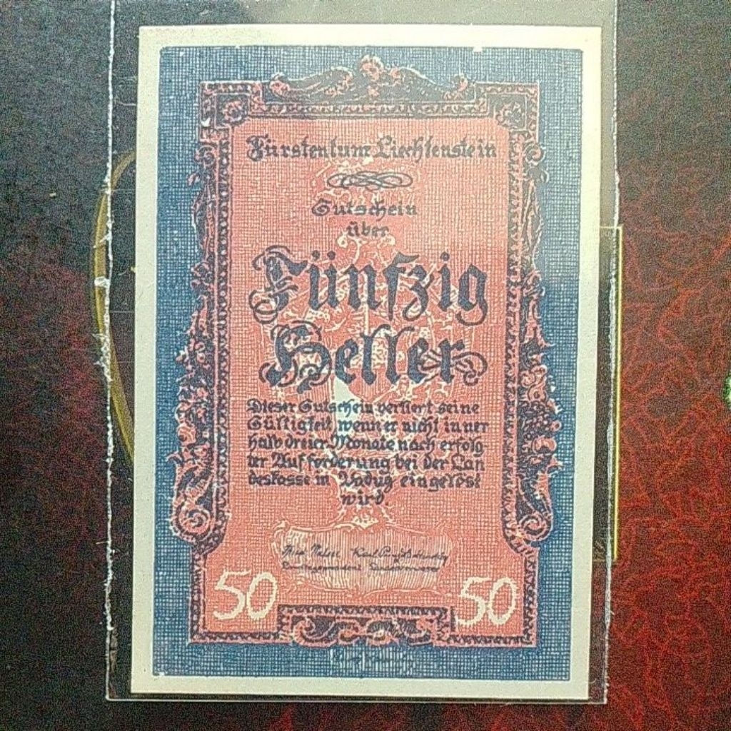 Uang Liechtenstein 50 Heller 1920 unc langka