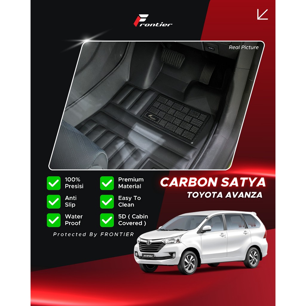 Karpet Mobil 5D Mewah Type Carbon, Untuk Toyota Avanza 100% Fit, Tahan Lama | Frontier